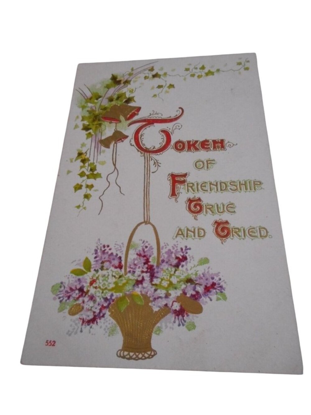 Vintage Friendship Postcard unposted used Floral Bells Embossed 1900s Germany